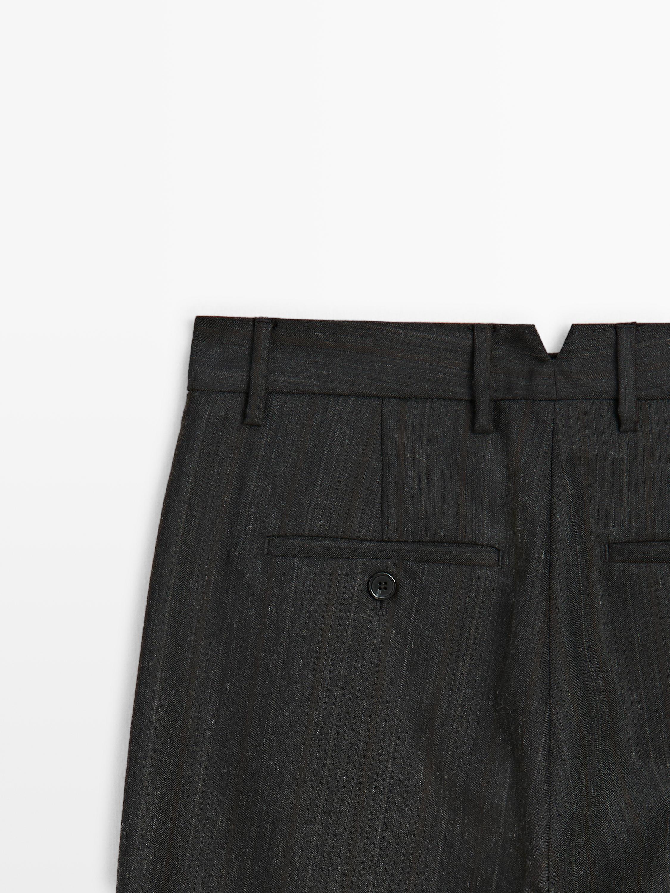 Striped wool blend wide-leg trousers